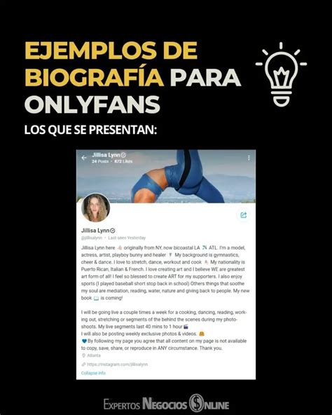 biografa para onlyfans ejemplos|Crear una biografía para OnlyFans atractiva